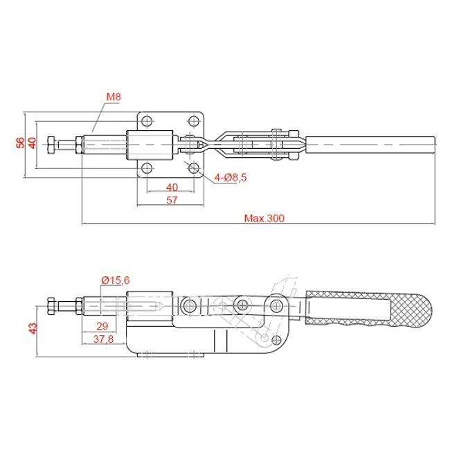 Vendita online Bloccaggio a spinta pistone 28 mm. 310 Kg.